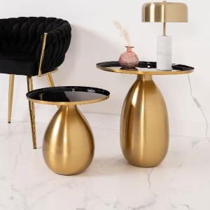 Mesa Auxiliar Metal Dourado e Preto, detalhe