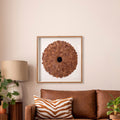 Quadro vitrina, penas coral e carvalho